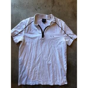 Armani Exchange White Quarter-Zip Polo (M)